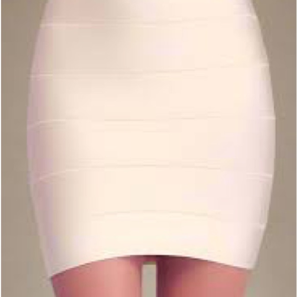 bebe Ivory Bandage Mini Skirt